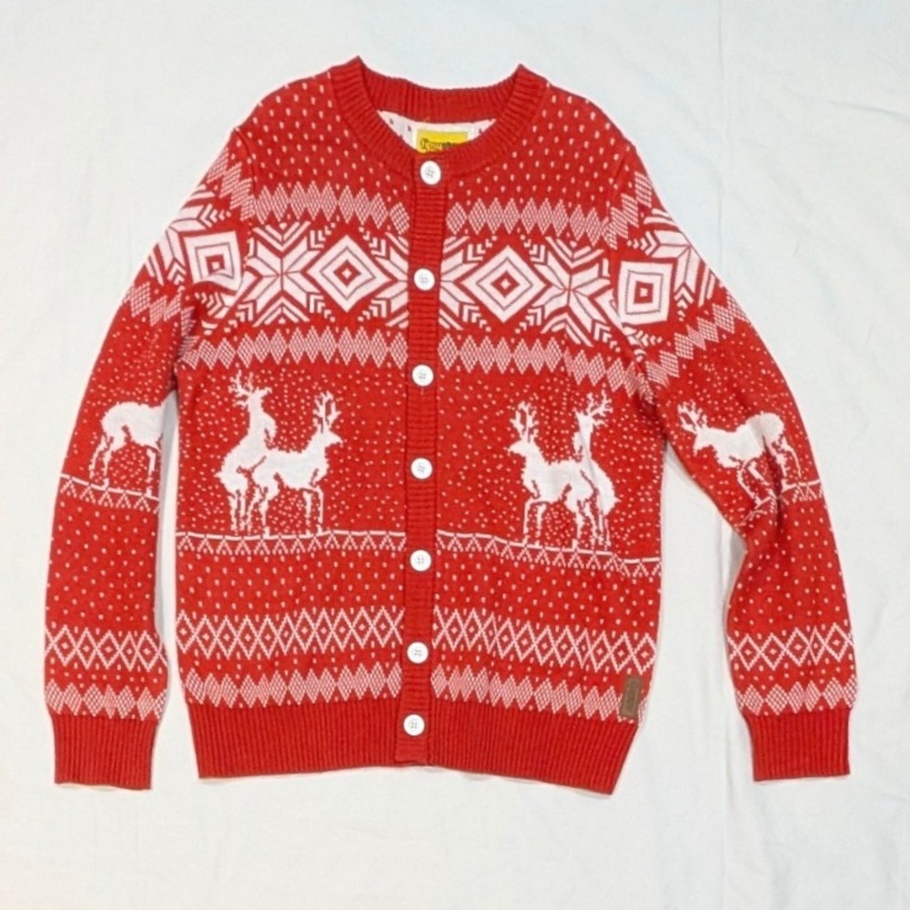 Tipsy Elves Mens XL Red Reindeer Fair Isle Adult Humor Ugly Christmas Cardigan